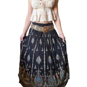 Boho Festival Maxi Skirt ✨ sequin embellished drawstring fairy goddess skirt